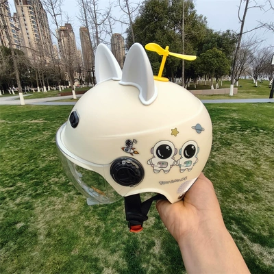 Motosiklet kaskı (dəbilqə) old electric car motorcycle - rice-white-transparent-short-white-cat-ear-yellow-windmill-1-5-years-old-send-no-13-post-jz