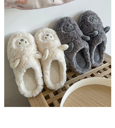 Cotton slippers for women, cute cartoon girly heart, winter indoor home, soft bottom plush, couple dormitory, cotton slippers for men, winter