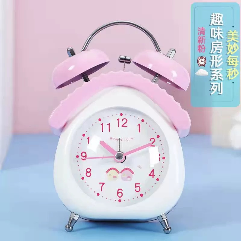 Directo de fábrica linda casa forma campana reloj de alarma estudiante niños mudo reloj creativo tipo al por mayor reloj de alarma