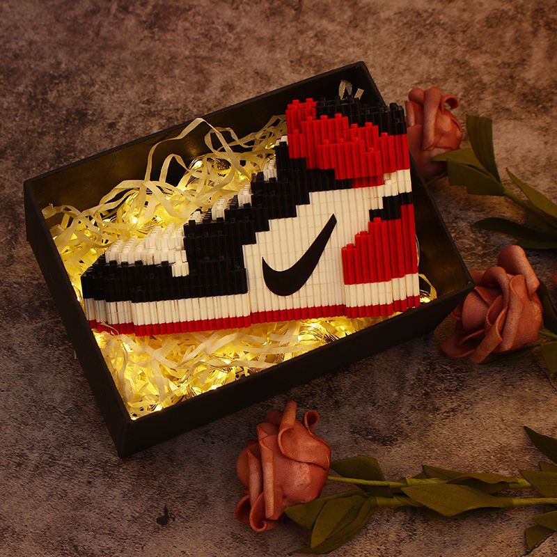 Aj Basketball Shoe Model Graduation Valentine's Day Gift for Boyfriend and Girl Compatible with Lego Assembled Ornaments Building Block Toys