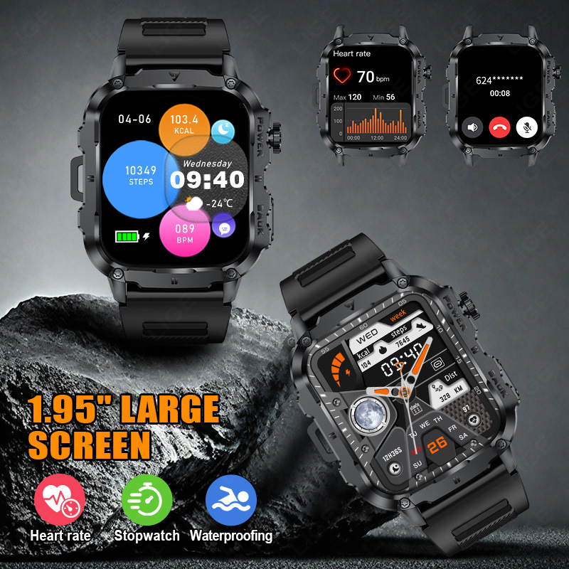 Men's Bluetooth Smartwatch With Heart Rate And Blood Oxygen Monitoring Multi Sports Watch Waterproof Fitness Tracker Touchscreen Watch_voghion.com