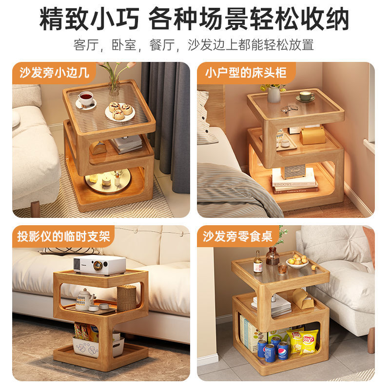 Sofá de lado armario de lado sala de estar simple mesa de té de madera sólida dormitorio mesa lateral creativa 520 mesas de cabezal de cama estante de almacenamiento doméstico