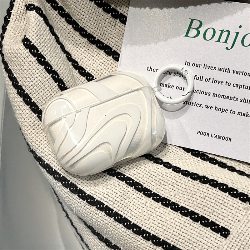 小眾白色曲線AirpodsPro2耳機殼適用蘋果1/2/3代無線藍牙保護套軟