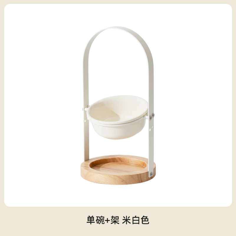 Platillo volante de cerámica de alto aspecto tazón de gato pie alto protección de la boca oblicua columna cervical tazón de comida para gatos gato y perro tazón de fuente Doble