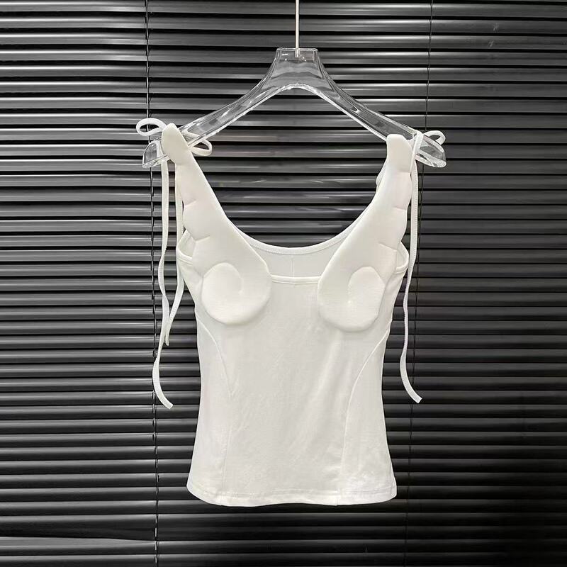 2025 新しい夏の天使の羽キャミソール女性のアウターウェアホットガールトレンディな着用バックレストップ純粋な欲望スタイル|undefined