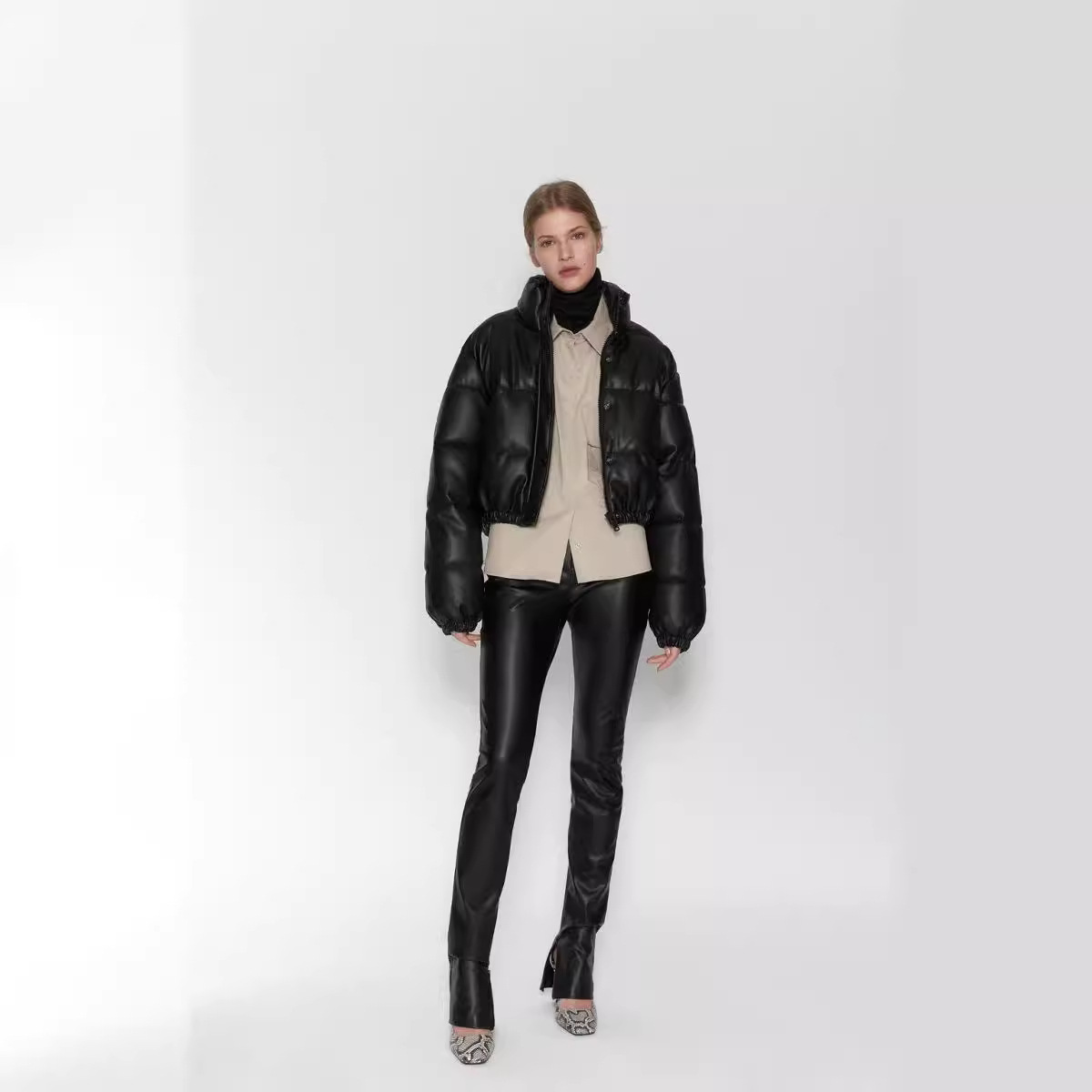 Women's Clothing 2024 Winter New Women's Urban Casual Leather Cotton Jacket_voghion.com