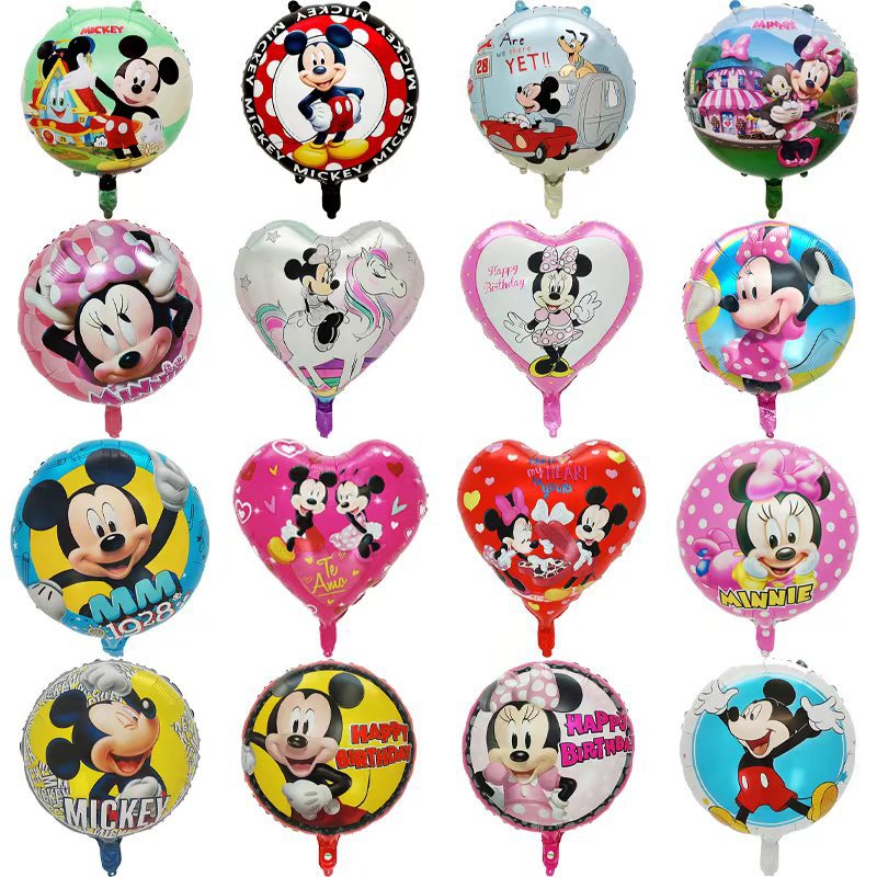 18寸铝膜气球圆球 米妮米奇唐老鸭五角星桃心爱心生日装饰气球