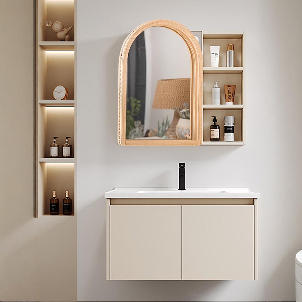 Espejo de maquillaje de caña transfronteriza personalizado espejo de pared espejo de baño moderno minimalista decoración de pared de madera espejo de pared