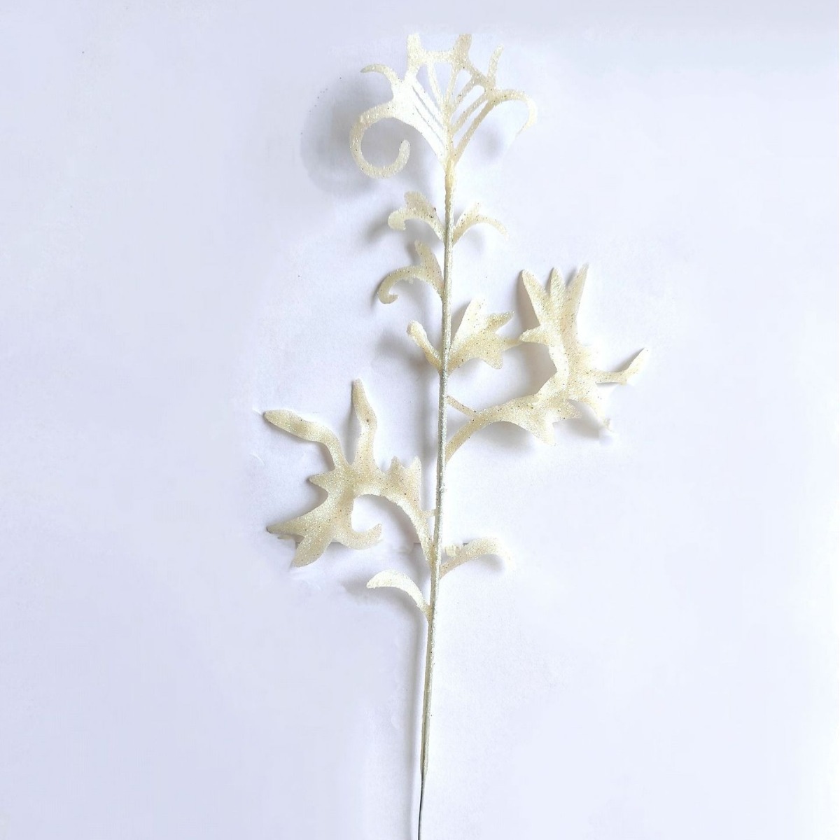 Nueva imitación de hojas de Navidad 32cm de polvo de oro de corno de ciervo decoración de plástico árbol de Navidad hojas de polvo de oro