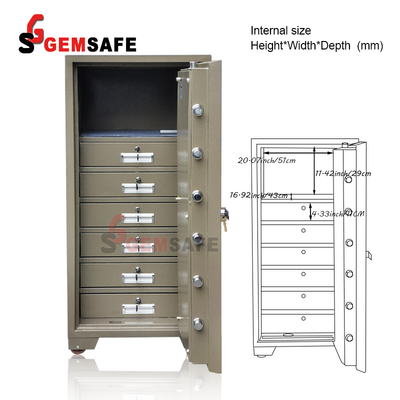 新款2025出口型多抽屉保险箱电子密码保险柜防火抽屉柜