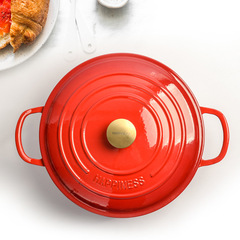 Small Happiness Enamel Cast Iron Baking Pot Queen Pot Sandpot Multifunctional Stew Pot Home Use Non-stick Pot
