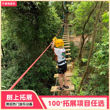景区户外森林拓展游乐设施丛林穿越树林里的团建项目探险拓展训练