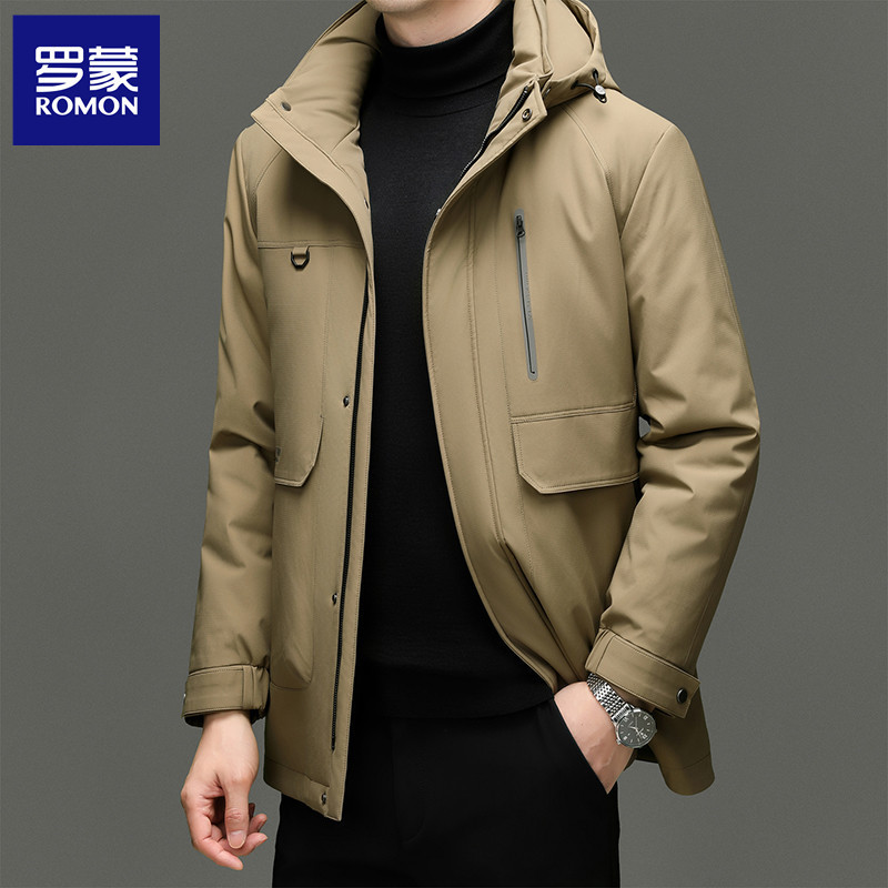 Romon Men's Detachable Hooded down Jacket Winter High-End Nano Mink Detachable 90% White Goose down Inner Liner Coat Romon Men's Detachable Hooded down Jacket Winter High-End Nano Mink Detachable 90% White Goose down Inner Liner Coat