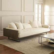 美式布艺沙发轻奢复古田园风现代简约小户型实木组合全实木三人