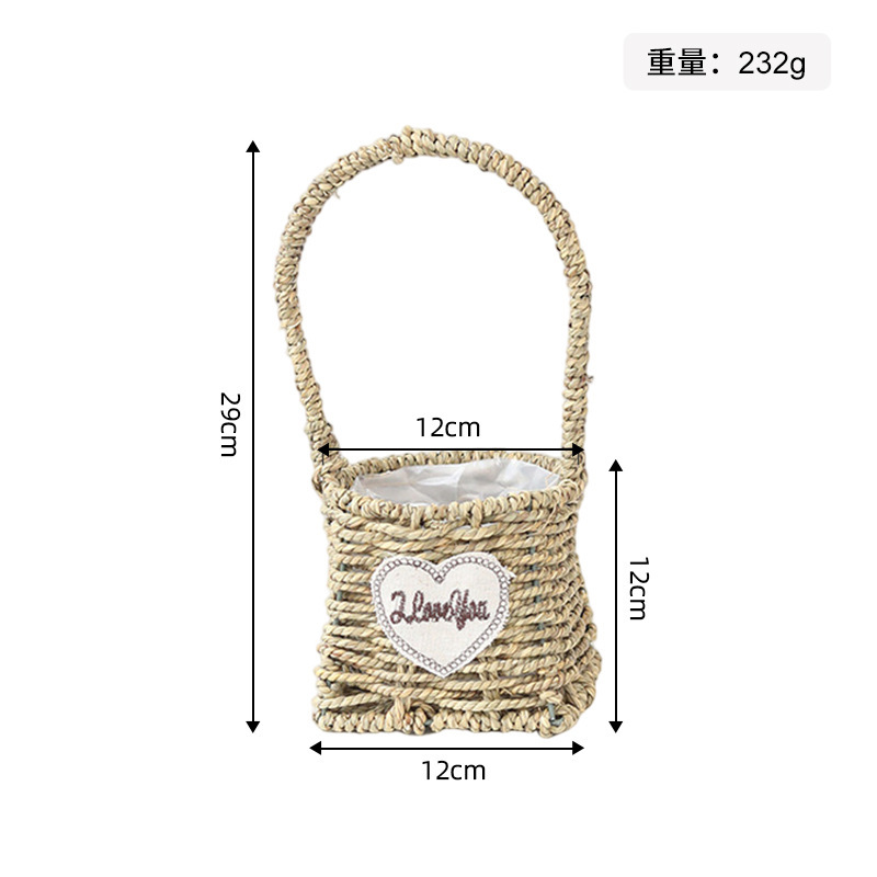 Maceta Decorativa Tejida de Paja Hecha a Mano para Jardín y Balcón