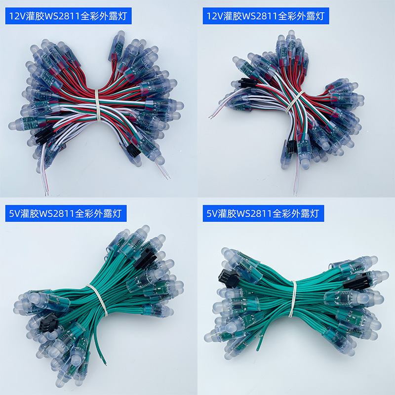 12mm pegamento relleno impermeable LED a todo color luz expuesta cadena 5V12V perforado palabra luminosa luz del pixel decoración de Navidad brillo