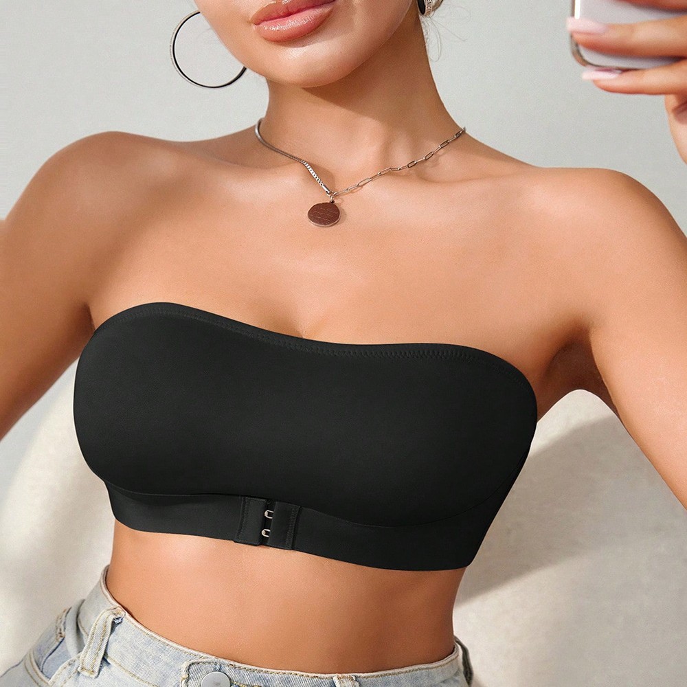 Hebilla delantera sexy, soporte lateral, top de tubo antideslizante para mujer, corsé ligero y transpirable, pecho pequeño, sujetador fruncido, sin tirantes