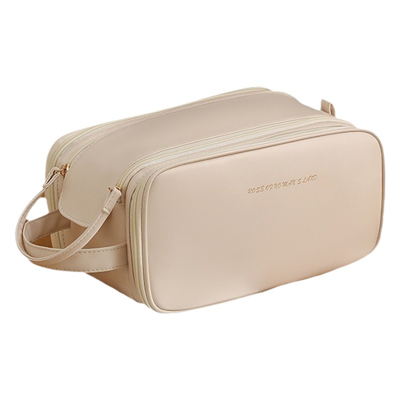 Nueva Bolsa de Cosméticos de doble cremallera de las mujeres de gran capacidad de viaje portátil de alta apariencia cepillo de maquillaje bolsa de almacenamiento de artículos de tocador