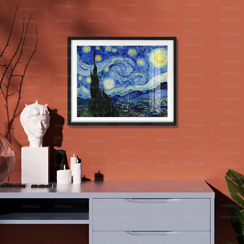 Mona Lisa Real Cruz de bordado alto cielo estrellado nueva estética curación paisaje fresco decoración clásica bordado a mano