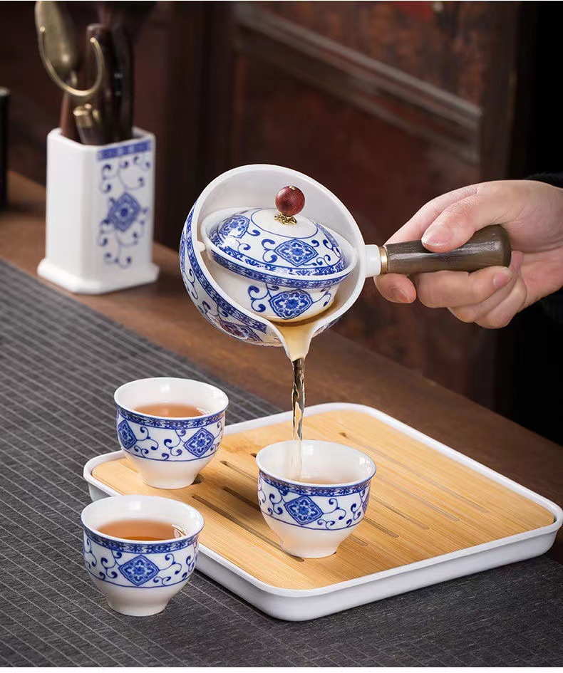 Ceramic Lazy Tea Making Artifact Portable Travel Automatic Tea Set Side Pot Kung Fu Tea Set Tea Tray Logo