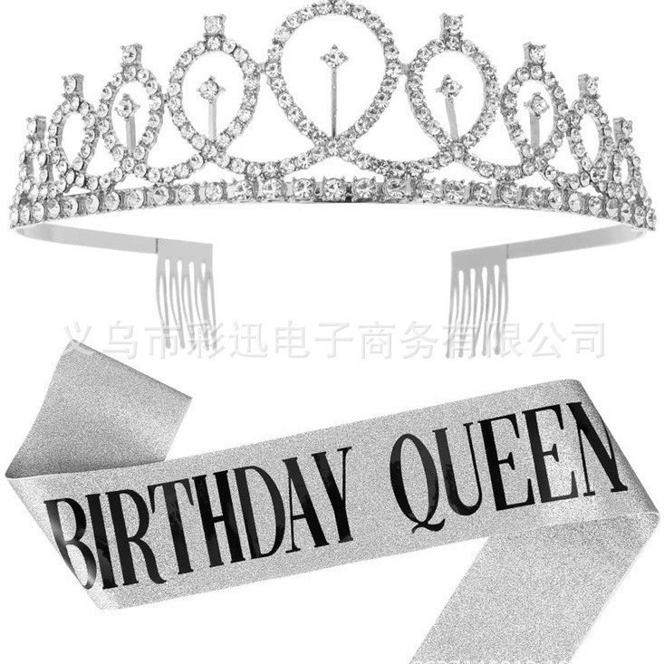 Corona con correa de hombro plateada brillante (Queen)