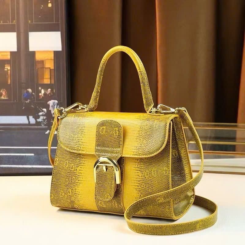复古手提女包2024新款蛇纹时尚百搭高级感单肩包大气凯莉包8013
