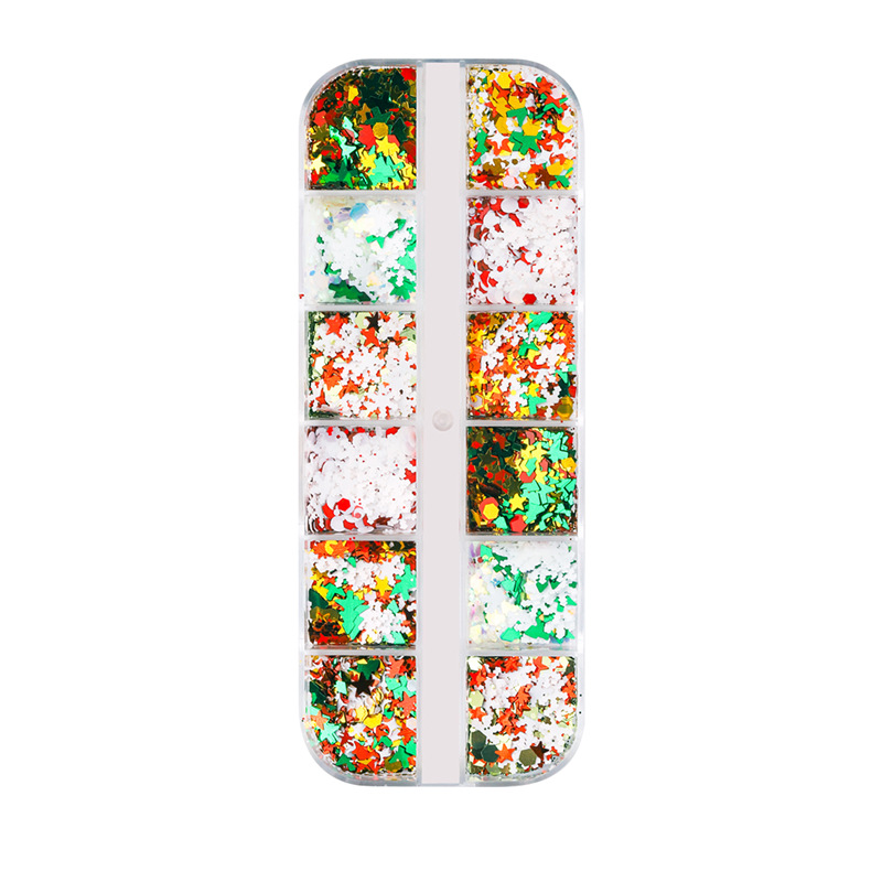 Transfronteriza manicura especial lentejuelas de Navidad copo de nieve ultrafino árbol de Navidad Otoño e Invierno manicura mixta lentejuelas decoración de uñas