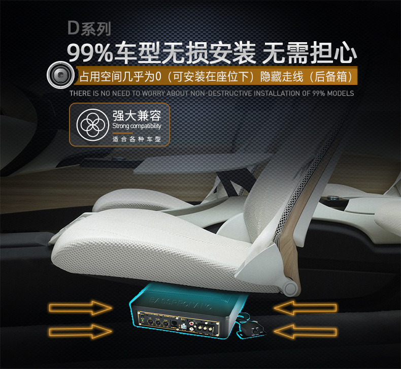 Car Audio System Modification 6*8inch Ultra-Thin Subwoofer 100W High Power Dc12V Under-Seat Subwoofer
