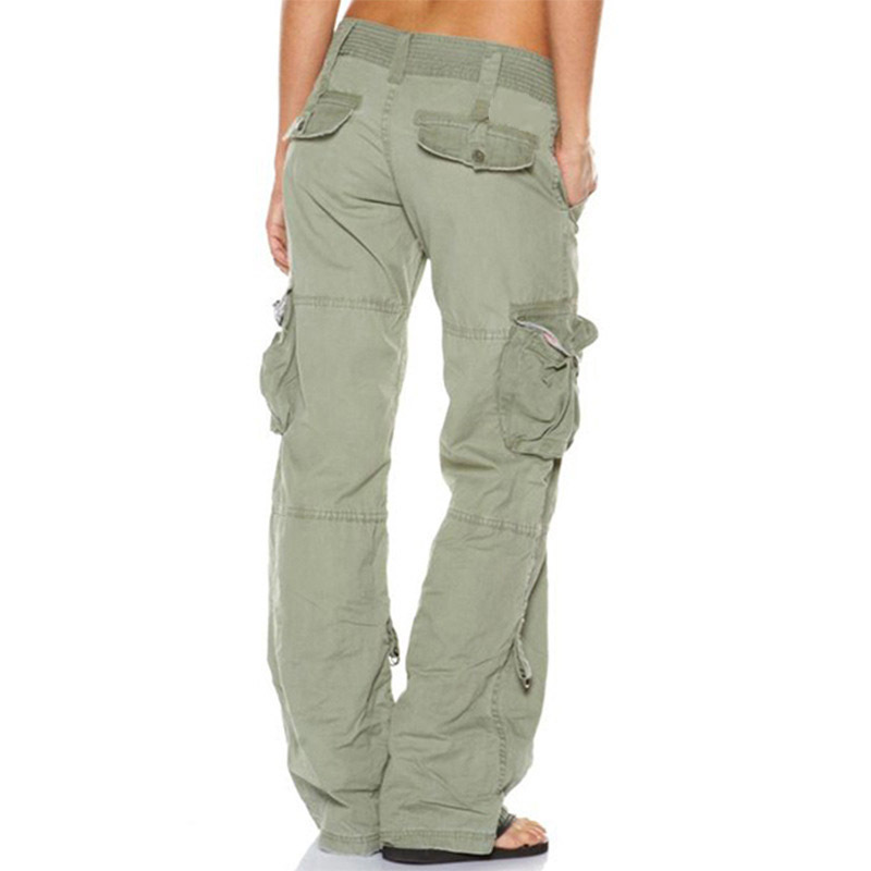 Loose Fit Type Solid Color Pattern Autumn Season Women's Holiday Daily Streetwear Solid Color Full Length Pocket Cargo Pants