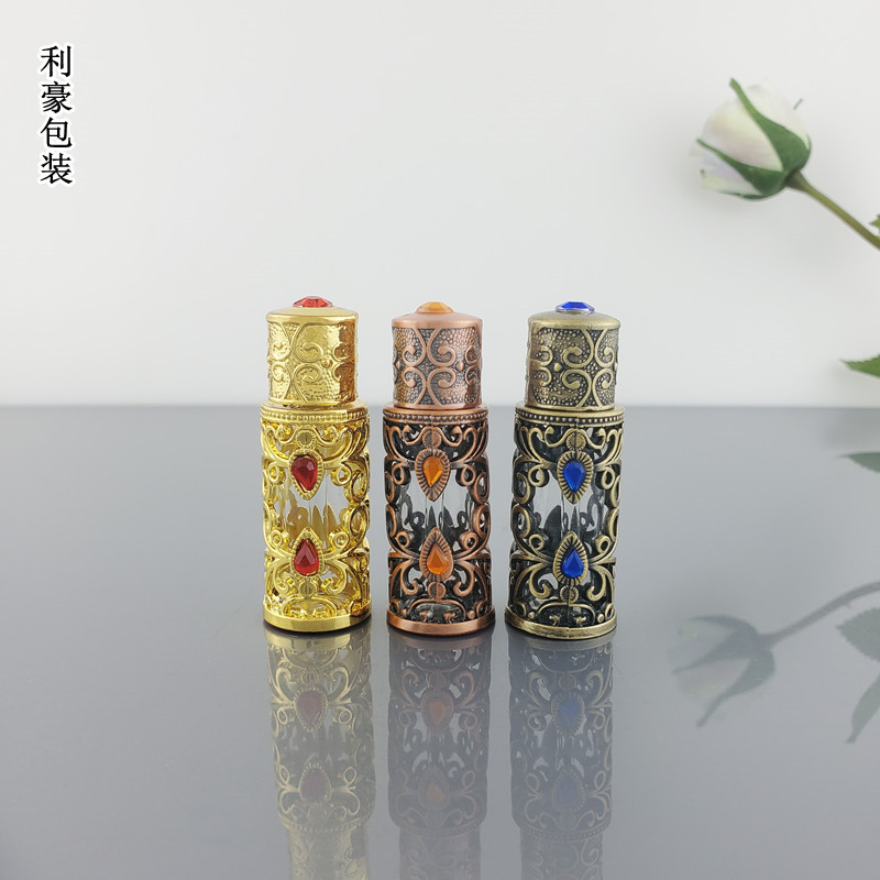3ml迪拜香精瓶复古金属阿拉伯精油瓶旅行便携香水小样分装玻璃瓶