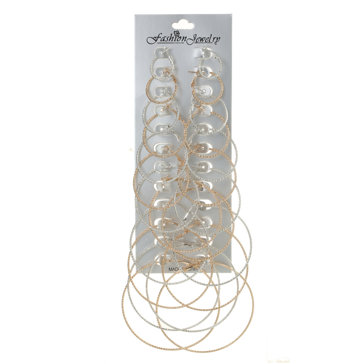 Transfronterizo europeo y americano exagerado gran círculo de metal Pendientes grandes de mujer de moda personalizada combinación de discoteca 12 pares de pendientes en stock
