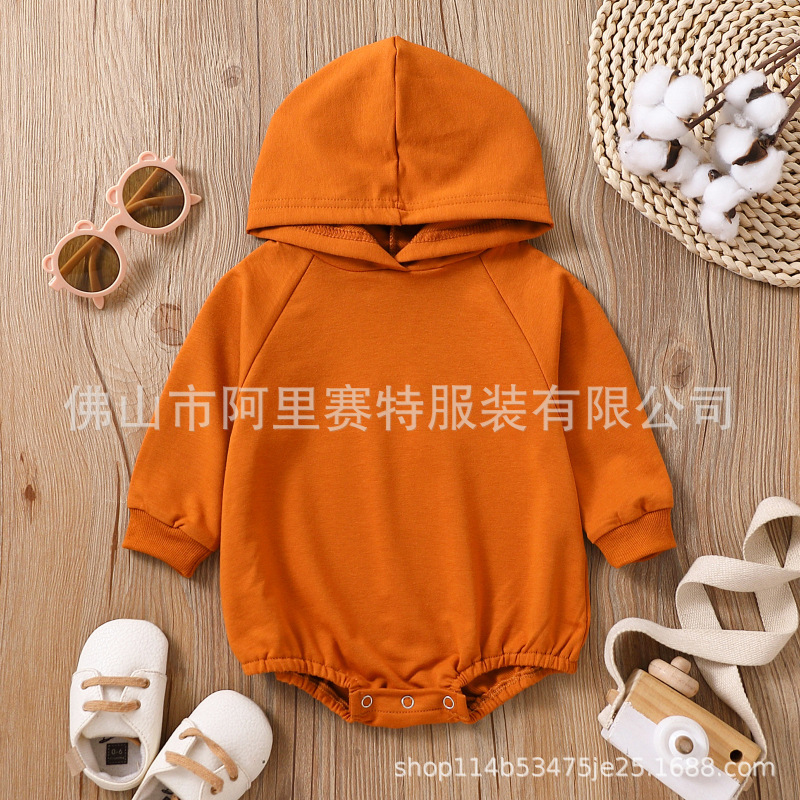 跨境婴幼儿中性男女婴童多色戴帽长袖时尚三角哈衣AL090a|undefined