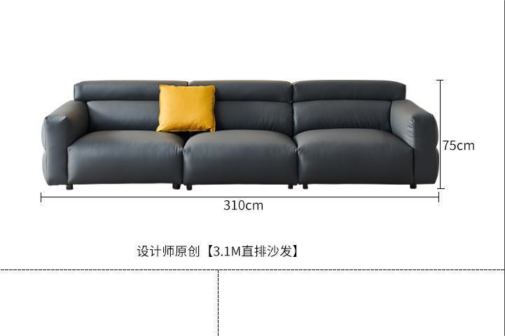 Italiano pequeño sofá de cuero de vaca negro primera capa de piel de vaca sala de estar minimalista pequeño apartamento abajo sofá de cuero negro combinación image 12