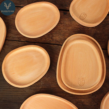 日式木质托盘家用零食水果盘寿司点心盘干果盘茶盘榉木鹅卵石餐盘