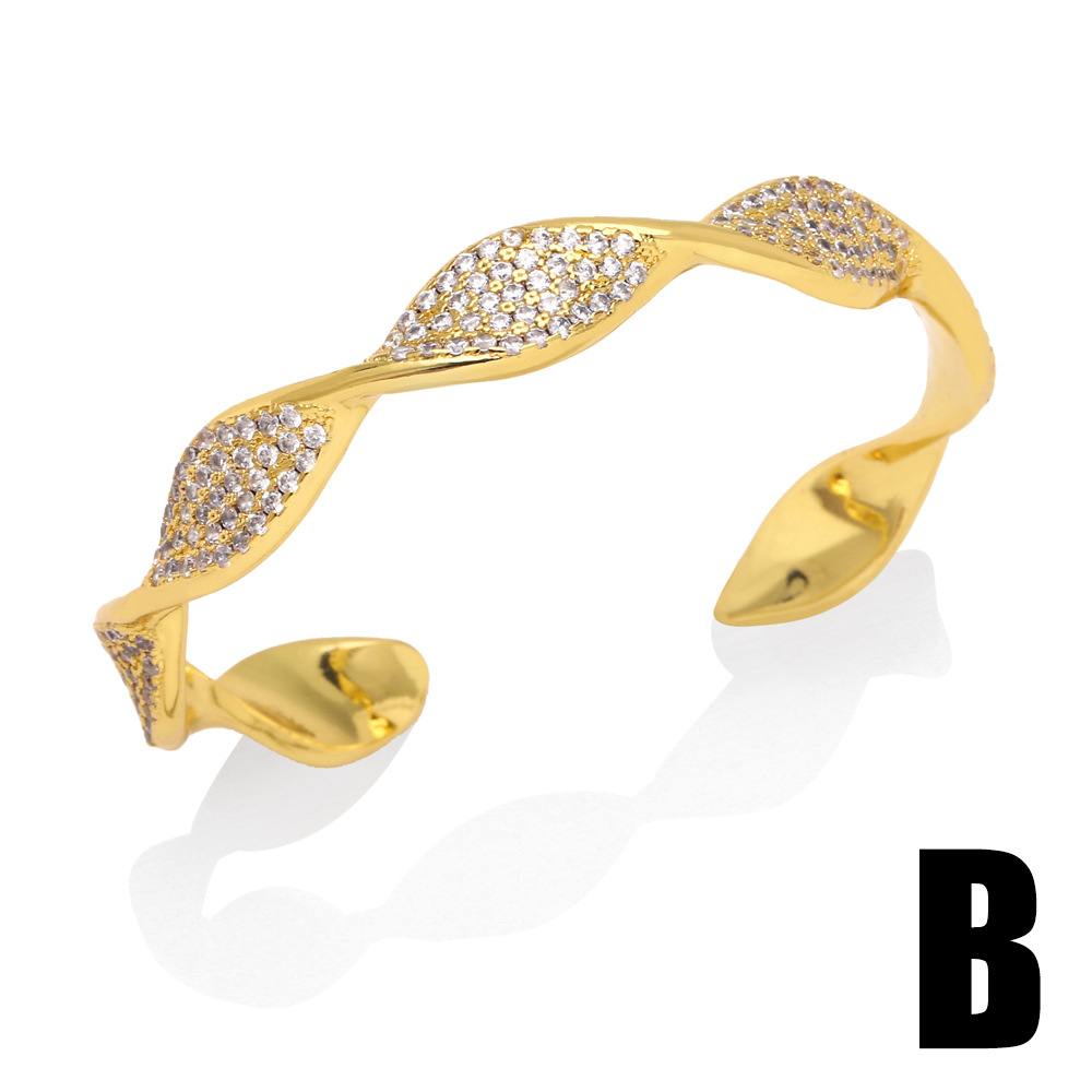 Fashion Geometric Copper Bangle Gold Plated Zircon Copper Bracelets