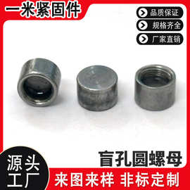 碳钢本色盲孔圆柱螺母圆柱焊接螺母圆螺母 M4M6M8M10原厂非标定制