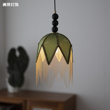 法式中古布艺复古吊灯床头玄关吧台氛围装饰新中式流苏民宿南洋灯