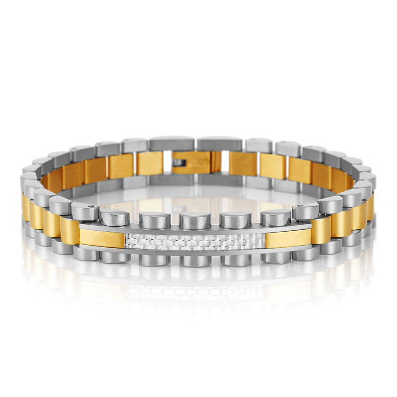 AliExpress suministro pulsera de acero inoxidable de 10mm con placa curva galvanoplastia multi-color de moda hombres y mujeres pulsera ajustable al por mayor