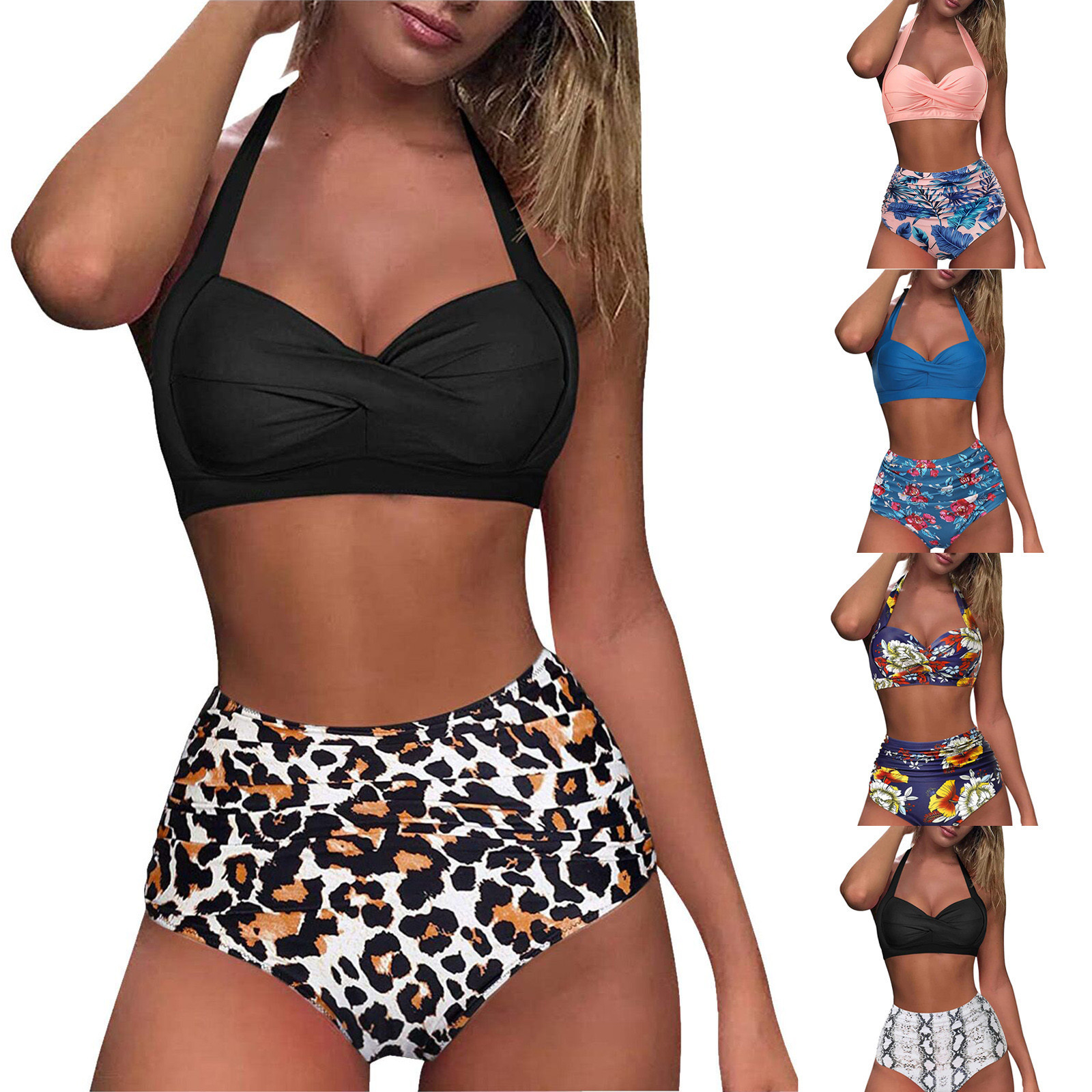 2021 new bikini fashion sexy digital printing high waist split bikini_voghion.com