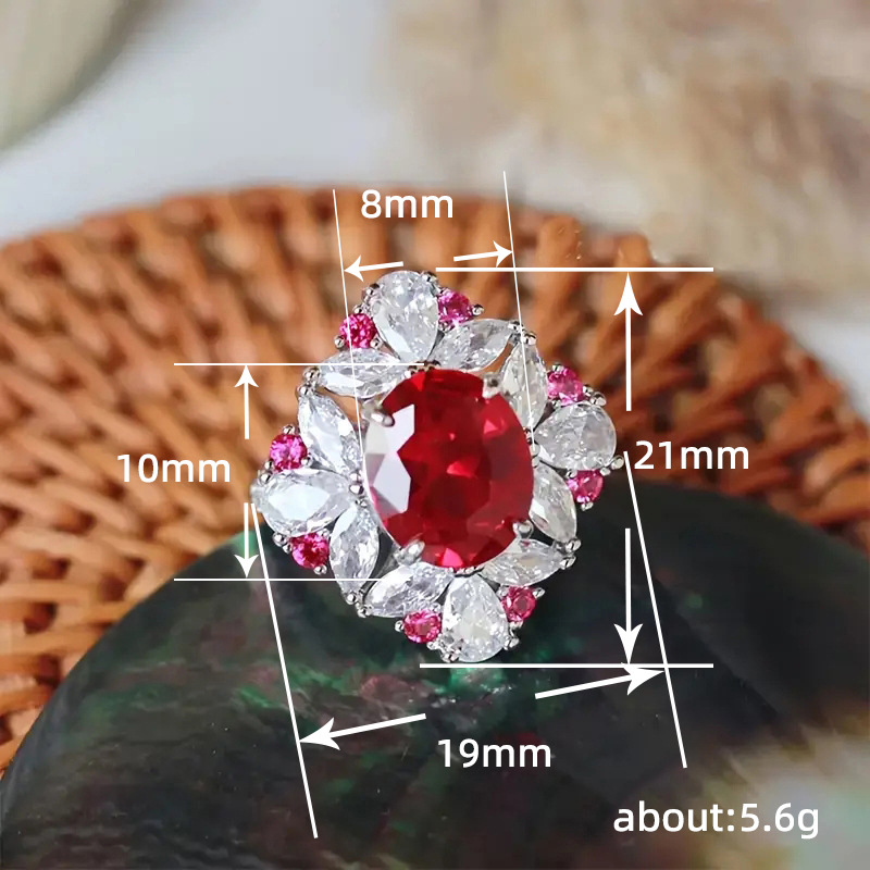 9g Weight Vintage Style Shiny Water Droplets Rhombus Copper Inlay Zircon Rings