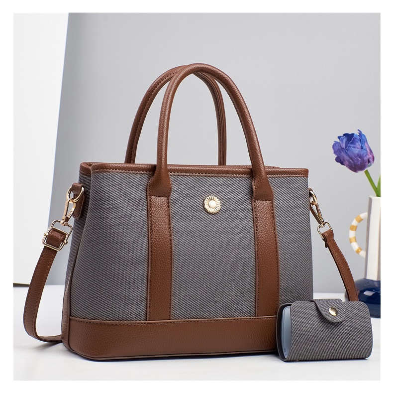 Elegant, Classic Style Style Square Shape Women's Pu Leather Color Block Elegant Classic Style Square Zipper Bag Sets