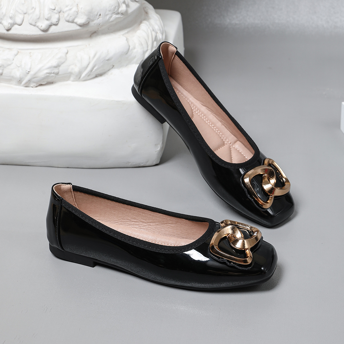 Cross-border Women's Ballet Flats 2026 New Model, Shallow Soft-soled Flat Square-toed Versatile Large-size Loafers_vogvips.com