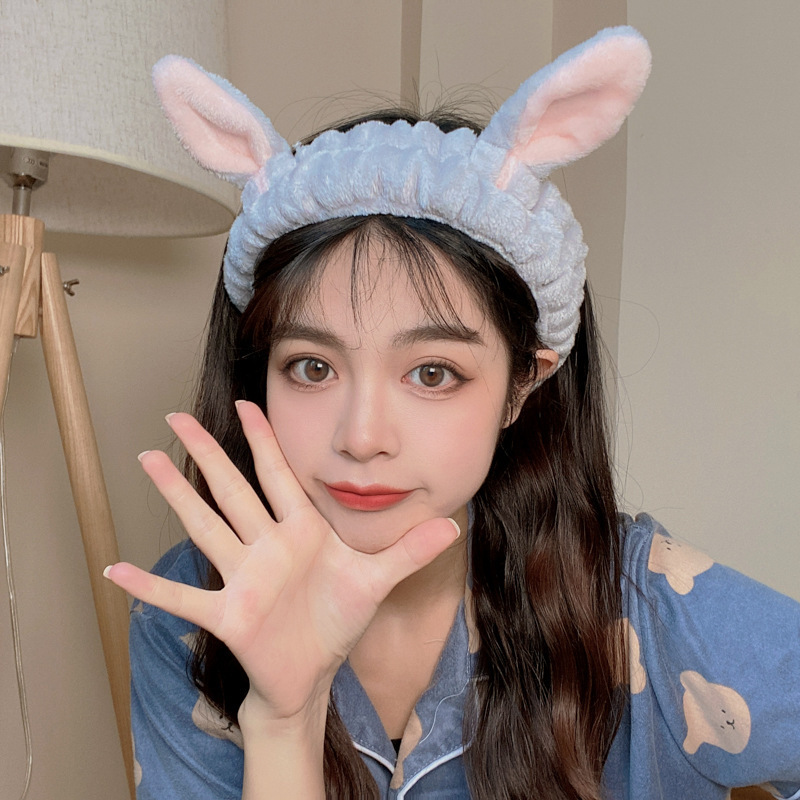 Lavarse la cara cinturón de cabello lindos de peluche para la mujer lavado y máscara especial de agujeros de cabello cinturón de cabello brazalete