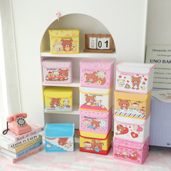 かわいいラブラブ熊雑物整理ケースプリント軽松熊カバー防塵デスクトップ化粧品収納ケース
