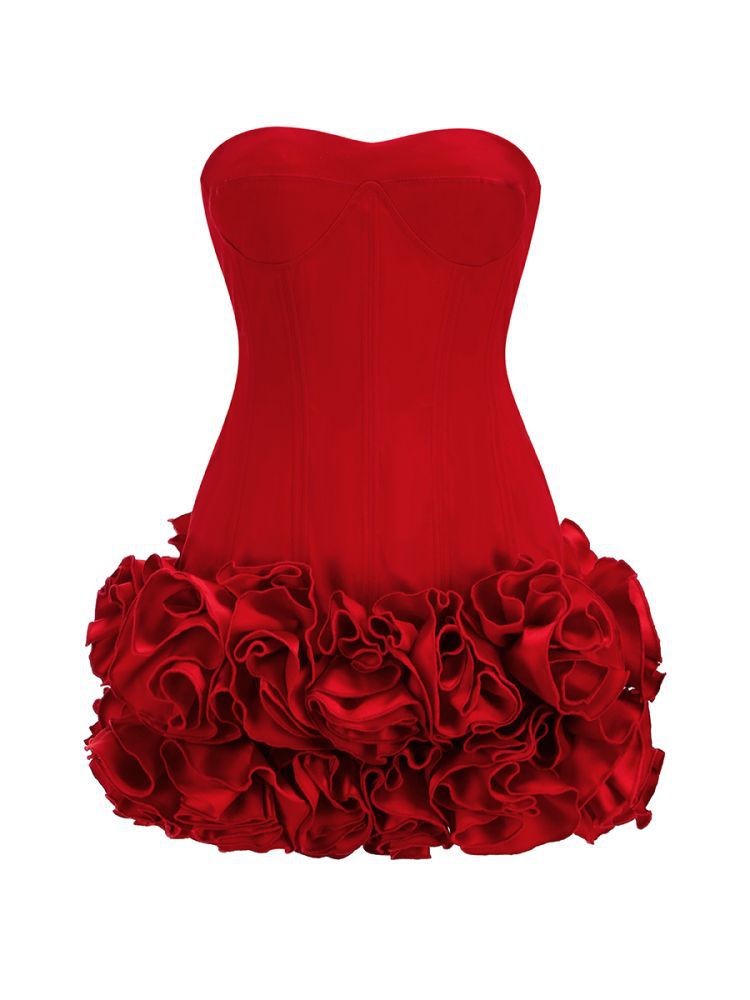 Strapless Neckline Skinny Fit Type Wholesale Women's Sexy Solid Color Banquet Strapless Sleeveless Sheath Dress