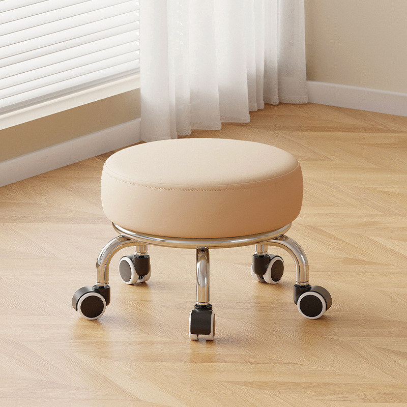 Polia doméstica taburete bajo rueda universal pequeño taburete silencioso rotativo taburete redondo móvil con artefacto moderno y simple