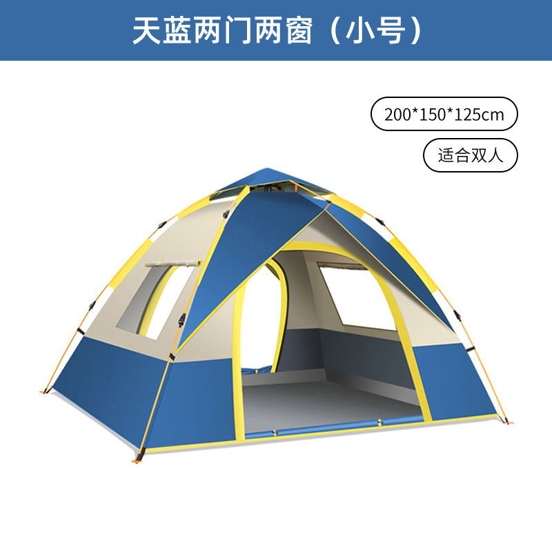 Carpa de campamento al aire libre 3-4 personas, apertura rápida automática, doble plegable, profesional a prueba de lluvia, equipo de campamento portátil