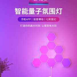 跨境LED量子灯智能奇光板RGB幻彩电竞房氛围灯DIY拼接蜂巢灯