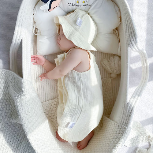 Cotton gauze onesie for newborn babies, short-sleeved summer thin version, sleeper for baby boys and girls, summer clothing crawling suit