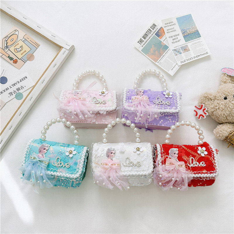 Bolsos de moda coreana para niños de perlas, bolsos de mano de perlas, bolsos de hombro para chicas lindas.